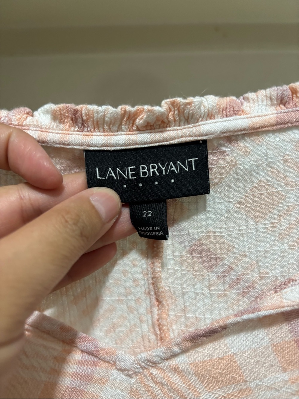 Lane Bryant Cream and Pink Plaid Tie-Front Tunic - Picture 2 of 5
